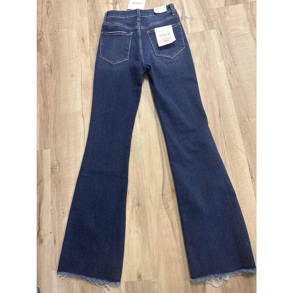 NEW VANILLA MONKEY women's lovervet high rise raw hem boot cut jeans in medium d